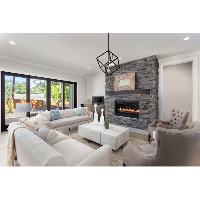 Z-Lite Vertical 4 Light 25.75" Pendant, Matte Black/Brushed Nickel -478P24-MB-BN