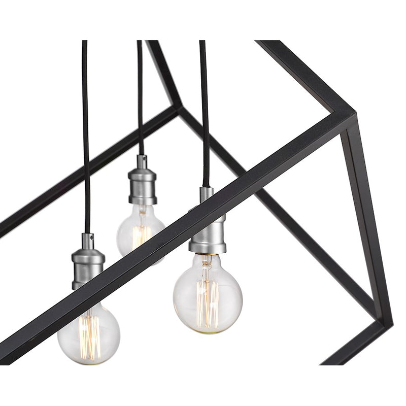 Z-Lite Vertical 4 Light 25.75" Pendant, Matte Black/Brushed Nickel -478P24-MB-BN