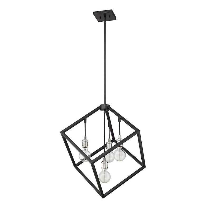 Z-Lite Vertical 4 Light 25.75" Pendant, Matte Black/Brushed Nickel -478P24-MB-BN
