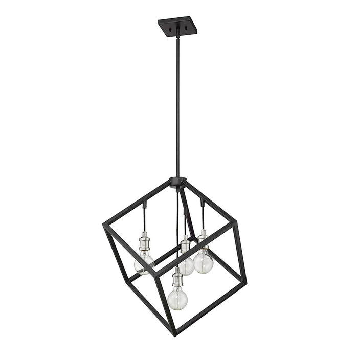 Z-Lite Vertical 4 Light 25.75" Pendant, Matte Black/Brushed Nickel -478P24-MB-BN