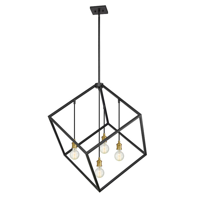 Z-Lite Vertical 4 Light 36.5" Pendant, Bronze/Olde Brass -478P34-BRZ-OBR