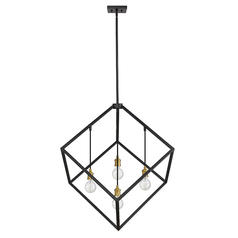 Z-Lite Vertical 4 Light 36.5" Pendant, Bronze/Olde Brass -478P34-BRZ-OBR