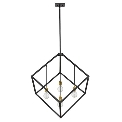 Z-Lite Vertical 4 Light 36.5" Pendant, Bronze/Olde Brass -478P34-BRZ-OBR