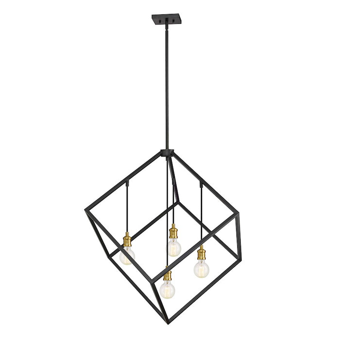 Z-Lite Vertical 4 Light 36.5" Pendant, Bronze/Olde Brass -478P34-BRZ-OBR
