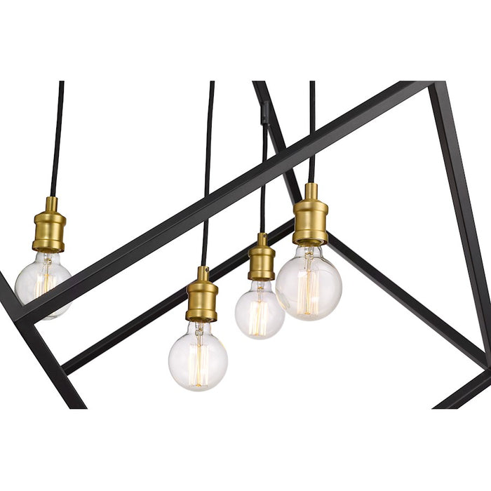 Z-Lite Vertical 4 Light 36.5" Pendant, Bronze/Olde Brass -478P34-BRZ-OBR