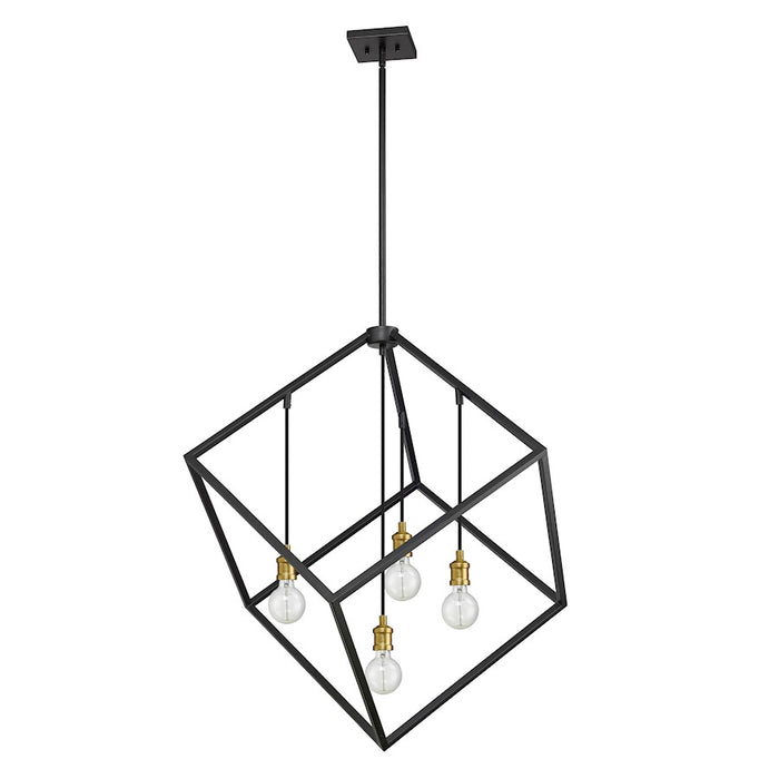 Z-Lite Vertical 4 Light 36.5" Pendant, Bronze/Olde Brass -478P34-BRZ-OBR
