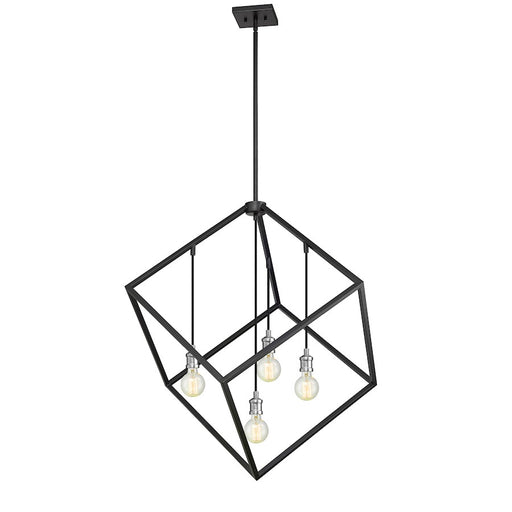 Z-Lite Vertical 4 Light 36.5" Pendant, Matte Black/Brushed Nickel -478P34-MB-BN
