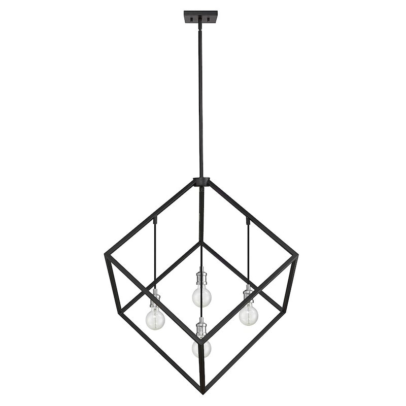 Z-Lite Vertical 4 Light 36.5" Pendant, Matte Black/Brushed Nickel -478P34-MB-BN