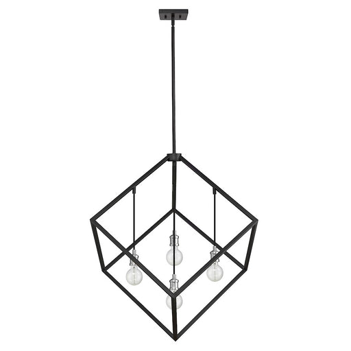 Z-Lite Vertical 4 Light 36.5" Pendant, Matte Black/Brushed Nickel -478P34-MB-BN