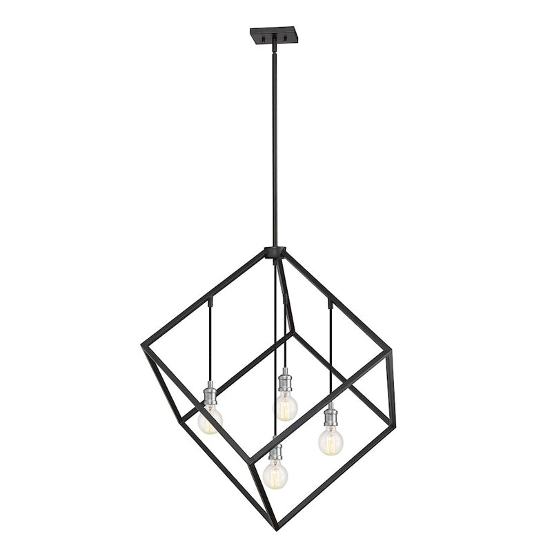 Z-Lite Vertical 4 Light 36.5" Pendant, Matte Black/Brushed Nickel -478P34-MB-BN
