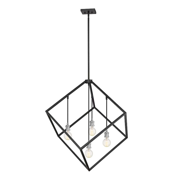 Z-Lite Vertical 4 Light 36.5" Pendant, Matte Black/Brushed Nickel -478P34-MB-BN