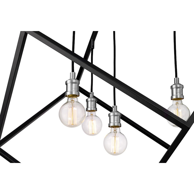 Z-Lite Vertical 4 Light 36.5" Pendant, Matte Black/Brushed Nickel -478P34-MB-BN
