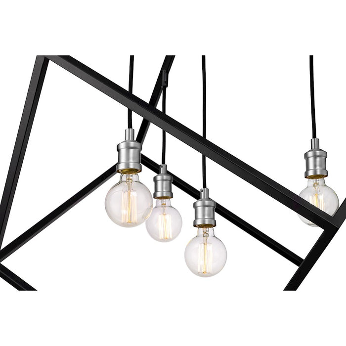 Z-Lite Vertical 4 Light 36.5" Pendant, Matte Black/Brushed Nickel -478P34-MB-BN