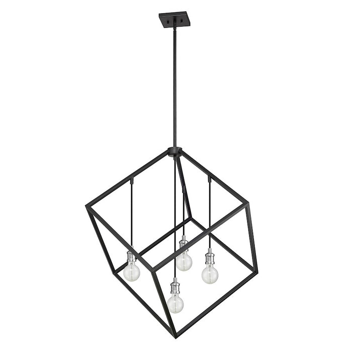 Z-Lite Vertical 4 Light 36.5" Pendant, Matte Black/Brushed Nickel -478P34-MB-BN