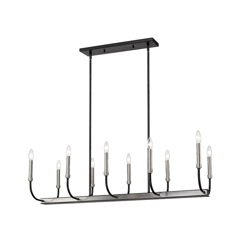 Z-Lite Haylie 10 Light 134" Island/Billiard, Black/Brushed Nickel -479-10L-MB-BN