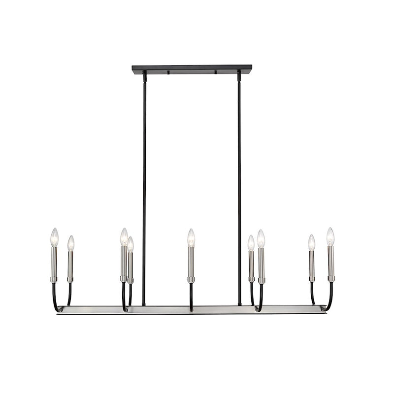 Z-Lite Haylie 10 Light 134" Island/Billiard, Black/Brushed Nickel -479-10L-MB-BN