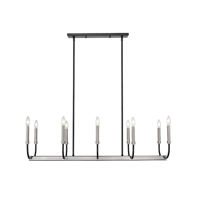 Z-Lite Haylie 10 Light 134" Island/Billiard, Black/Brushed Nickel -479-10L-MB-BN