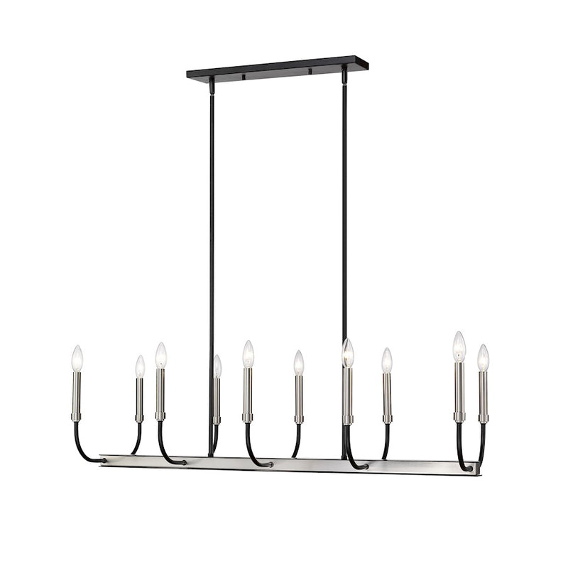 Z-Lite Haylie 10 Light 134" Island/Billiard, Black/Brushed Nickel -479-10L-MB-BN