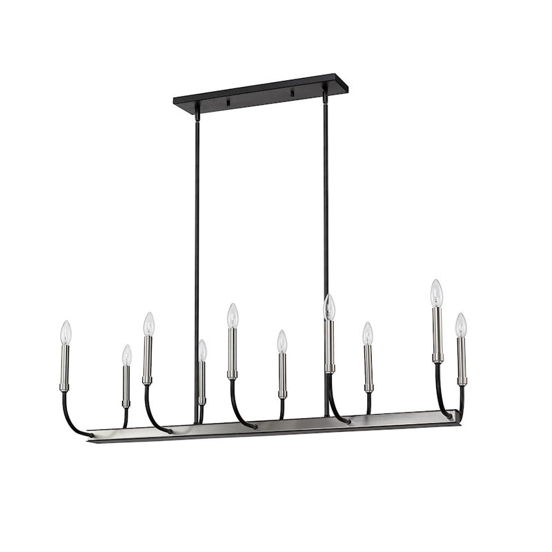 Z-Lite Haylie 10 Light 134" Island/Billiard, Black/Brushed Nickel -479-10L-MB-BN