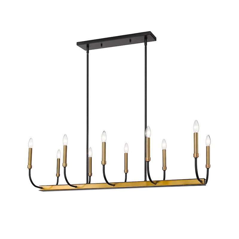 Z-Lite Haylie 10 Light 134" Island/Billiard, Matte Black/Olde Brass -479-10L-MB-OBR