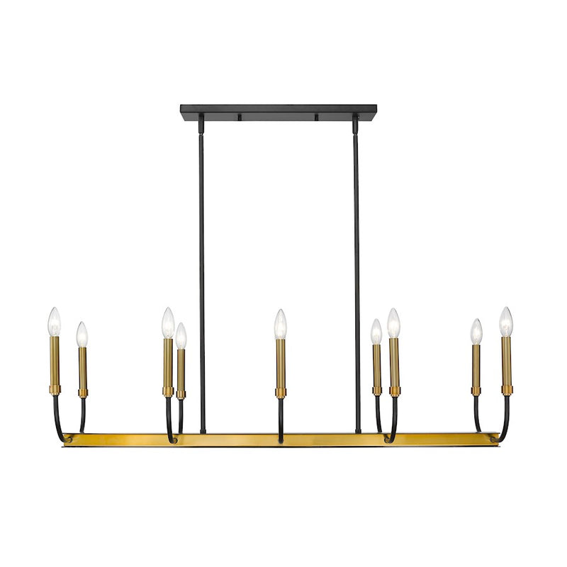 Z-Lite Haylie 10 Light 134" Island/Billiard, Matte Black/Olde Brass -479-10L-MB-OBR