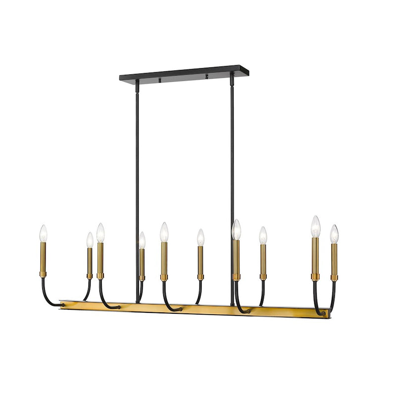 Z-Lite Haylie 10 Light 134" Island/Billiard, Matte Black/Olde Brass -479-10L-MB-OBR