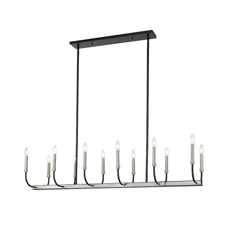 Z-Lite Haylie 12 Light 134" Island/Billiard, Black/Brushed Nickel -479-12L-MB-BN