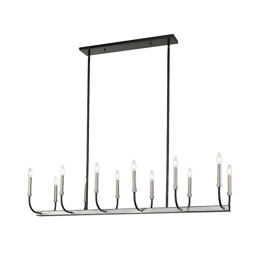 Z-Lite Haylie 12 Light 134" Island/Billiard, Black/Brushed Nickel -479-12L-MB-BN