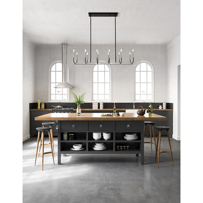 Z-Lite Haylie 12 Light 134" Island/Billiard, Black/Brushed Nickel -479-12L-MB-BN