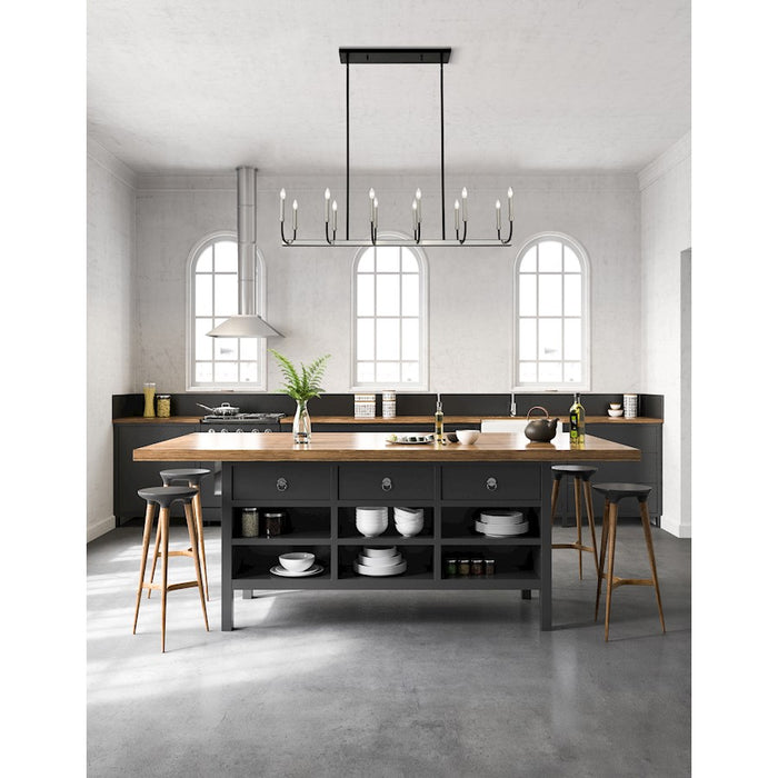 Z-Lite Haylie 12 Light 134" Island/Billiard, Black/Brushed Nickel -479-12L-MB-BN