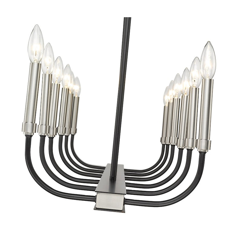 Z-Lite Haylie 12 Light 134" Island/Billiard, Black/Brushed Nickel -479-12L-MB-BN