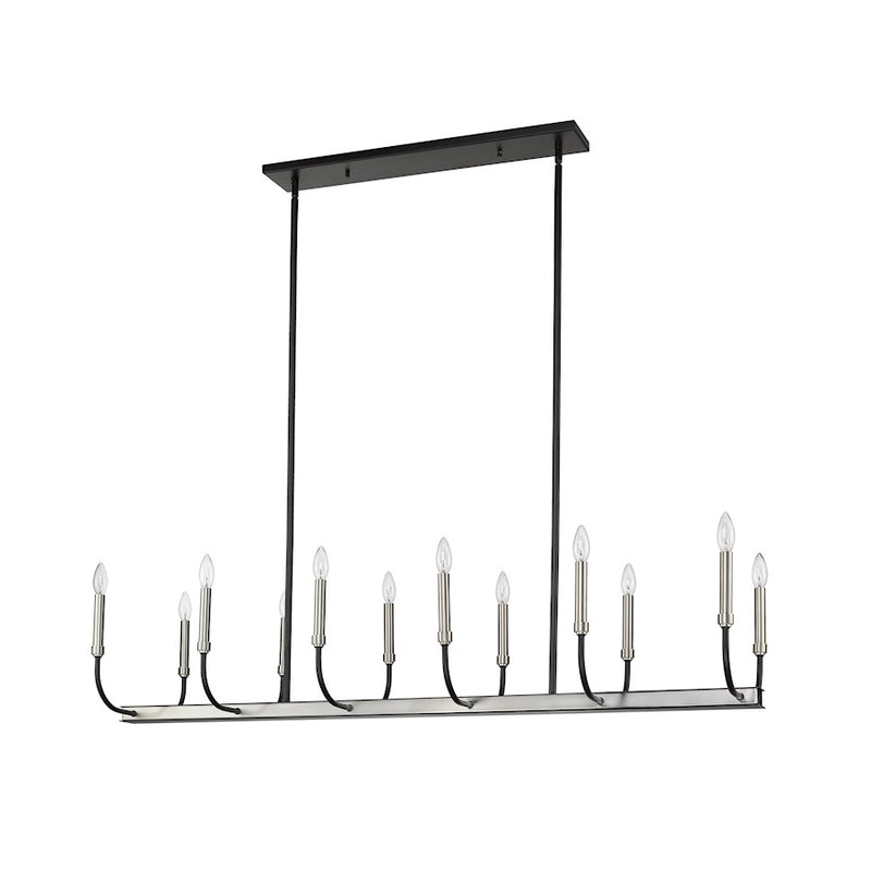 Z-Lite Haylie 12 Light 134" Island/Billiard, Black/Brushed Nickel -479-12L-MB-BN