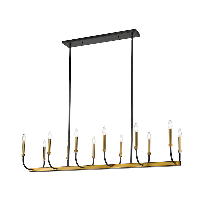 Z-Lite Haylie 12 Light 134" Island/Billiard, Black/Olde Brass -479-12L-MB-OBR