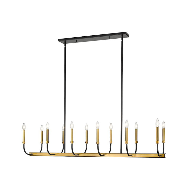 Z-Lite Haylie 12 Light 134" Island/Billiard, Black/Olde Brass -479-12L-MB-OBR