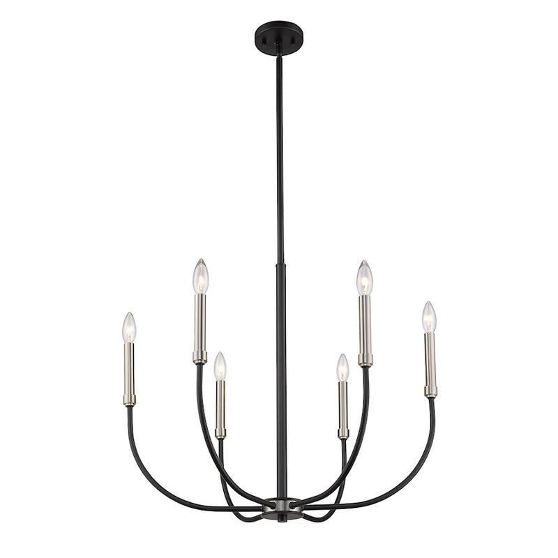 Z-Lite Haylie 6 Light 106.25" Chandelier, Matte Black/Brushed Nickel -479-6MB-BN