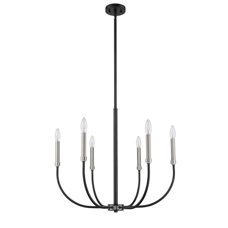Z-Lite Haylie 6 Light 106.25" Chandelier, Matte Black/Brushed Nickel -479-6MB-BN