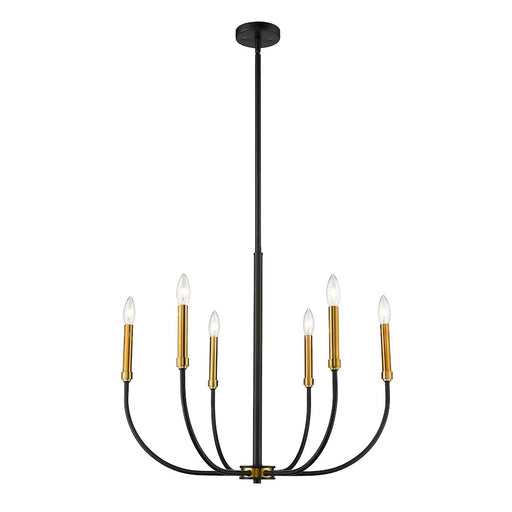 Z-Lite Haylie 6 Light 106.25" Chandelier, Matte Black/Olde Brass -479-6MB-OBR
