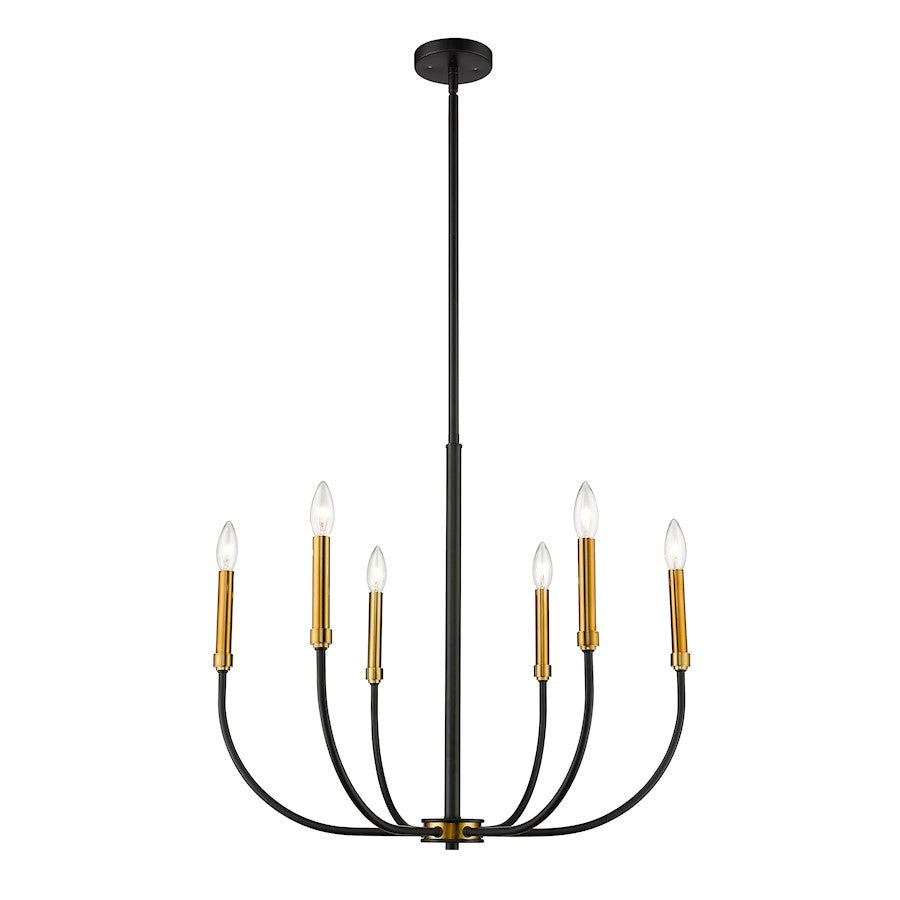 Z-Lite Haylie 6 Light 106.25" Chandelier, Matte Black/Olde Brass -479-6MB-OBR