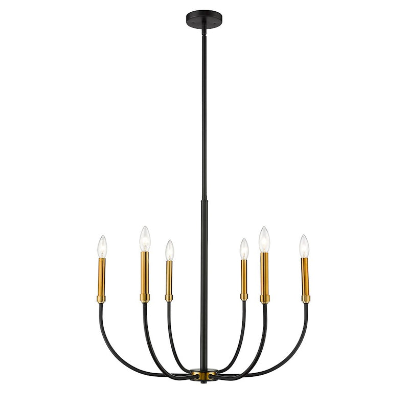 Z-Lite Haylie 6 Light 106.25" Chandelier, Matte Black/Olde Brass -479-6MB-OBR