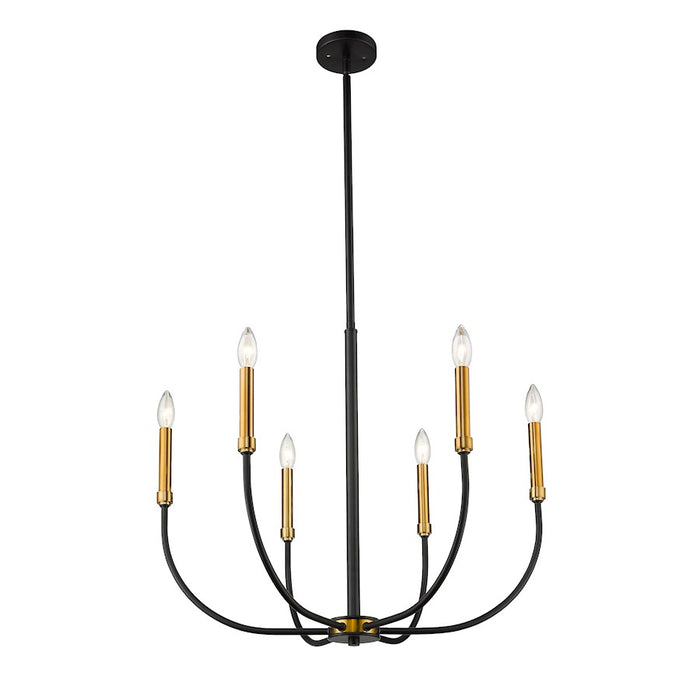 Z-Lite Haylie 6 Light 106.25" Chandelier, Matte Black/Olde Brass -479-6MB-OBR