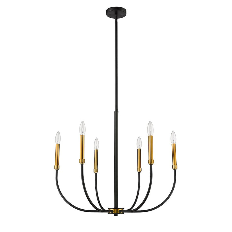 Z-Lite Haylie 6 Light 106.25" Chandelier, Matte Black/Olde Brass -479-6MB-OBR
