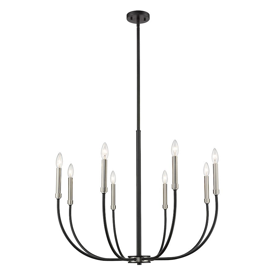 Z-Lite Haylie 8 Light 109.25" Chandelier, Matte Black/Brushed Nickel -479-8MB-BN