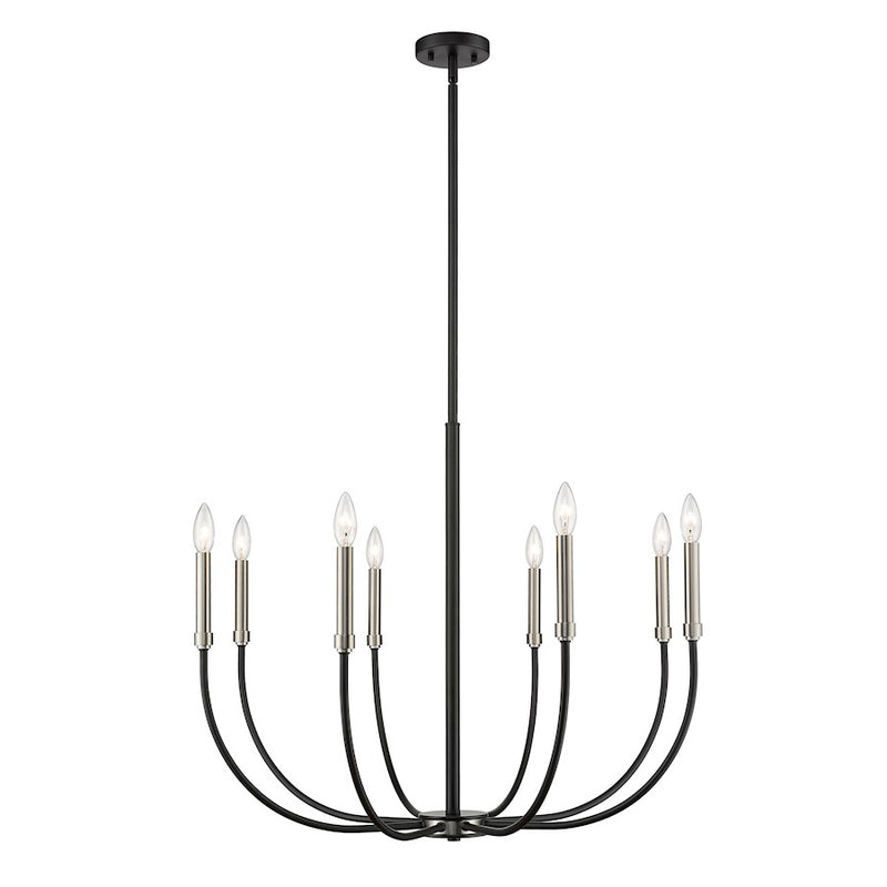Z-Lite Haylie 8 Light 109.25" Chandelier, Matte Black/Brushed Nickel -479-8MB-BN