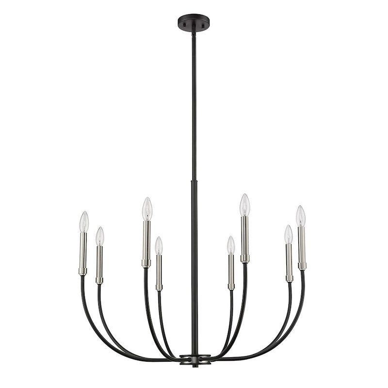 Z-Lite Haylie 8 Light 109.25" Chandelier, Matte Black/Brushed Nickel -479-8MB-BN