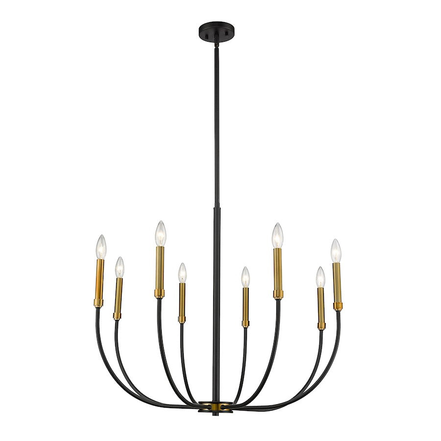 Z-Lite Haylie 8 Light 109.25" Chandelier, Matte Black/Olde Brass -479-8MB-OBR