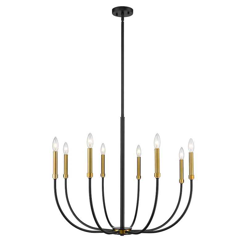 Z-Lite Haylie 8 Light 109.25" Chandelier, Matte Black/Olde Brass -479-8MB-OBR