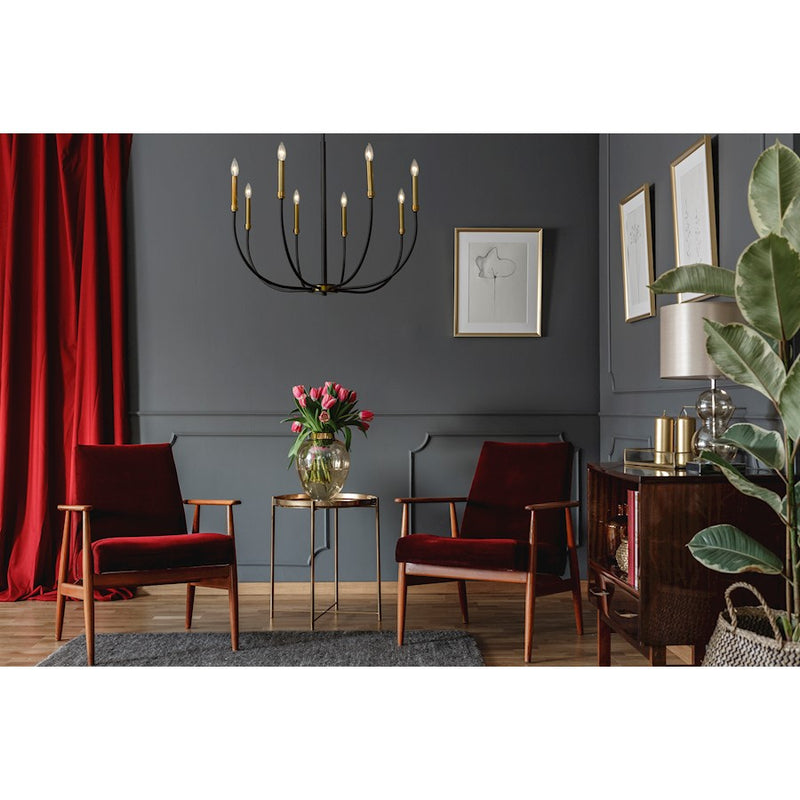 Z-Lite Haylie 8 Light 109.25" Chandelier, Matte Black/Olde Brass -479-8MB-OBR