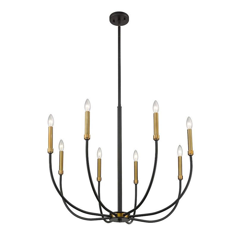 Z-Lite Haylie 8 Light 109.25" Chandelier, Matte Black/Olde Brass -479-8MB-OBR