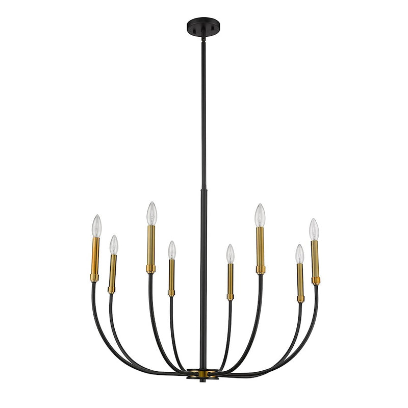 Z-Lite Haylie 8 Light 109.25" Chandelier, Matte Black/Olde Brass -479-8MB-OBR