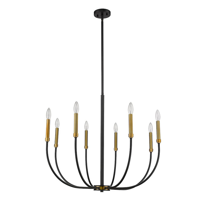Z-Lite Haylie 8 Light 109.25" Chandelier, Matte Black/Olde Brass -479-8MB-OBR